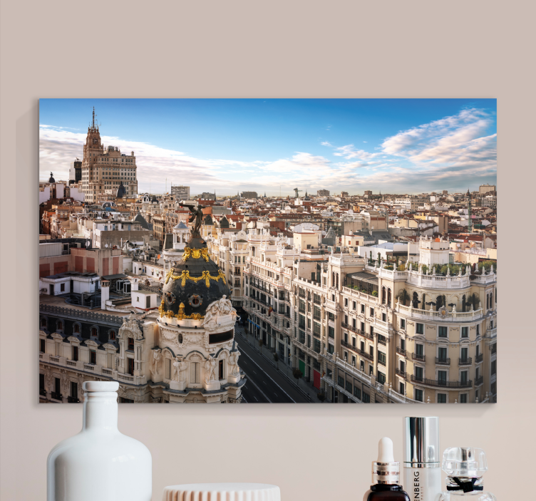 Cityscape wall art madrid skyline view - TenStickers