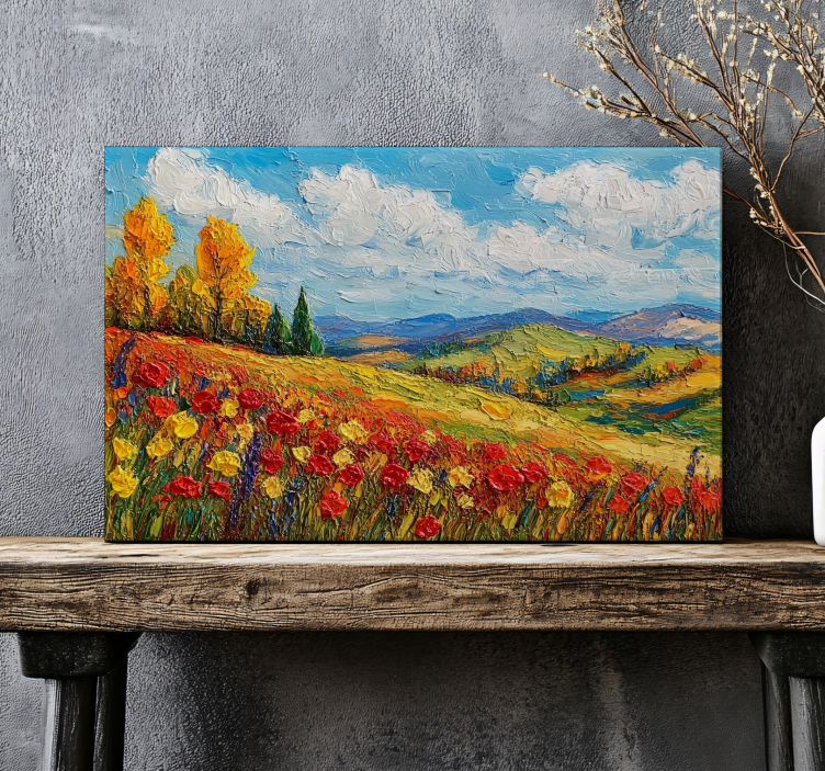 Colorful field  landscape canvas - TenStickers