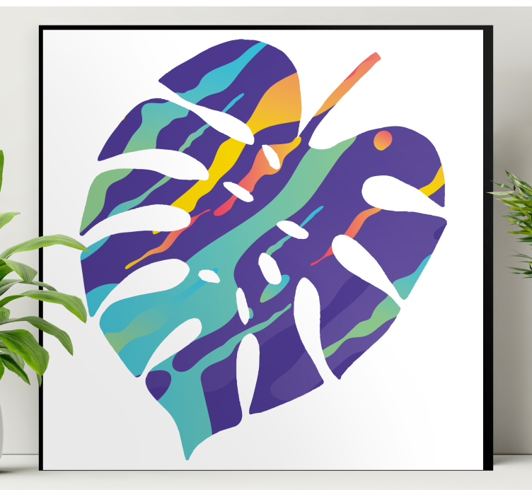 Colorful leaf abstract art geometric canvas - TenStickers