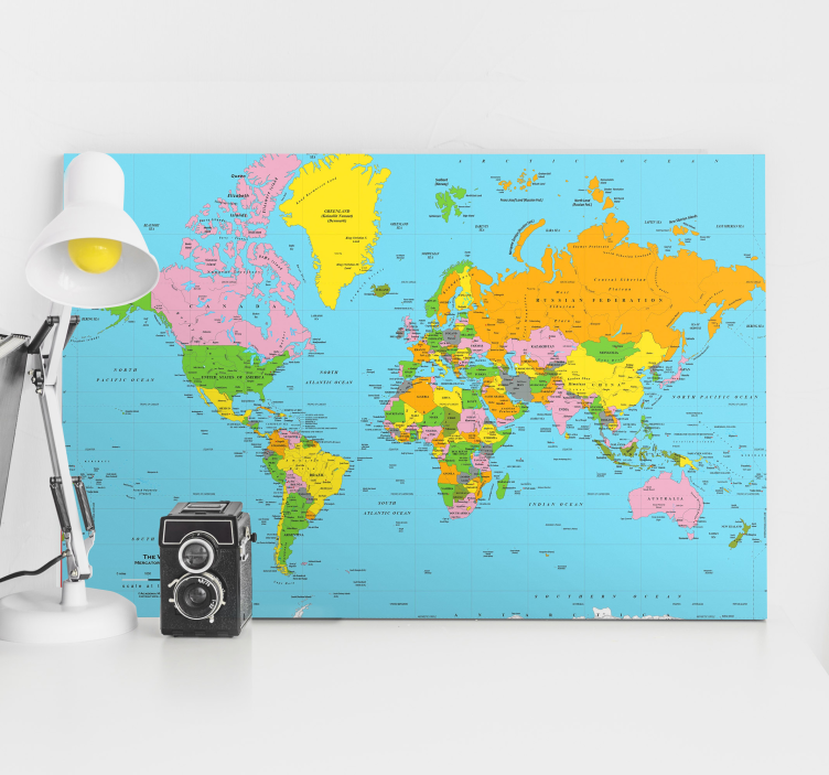 Coloured Atlas world map canvas - TenStickers