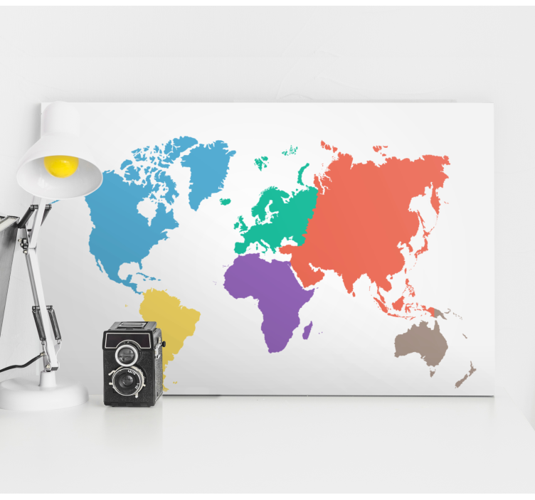 Coloured Continent  world map canvas - TenStickers