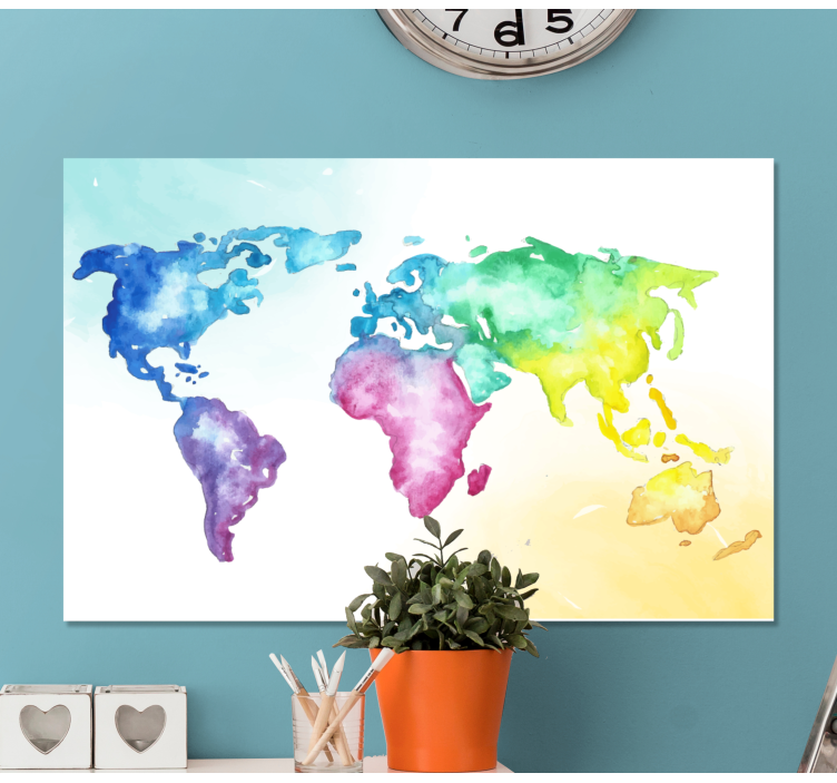 Colourful gradient world map canvas - TenStickers