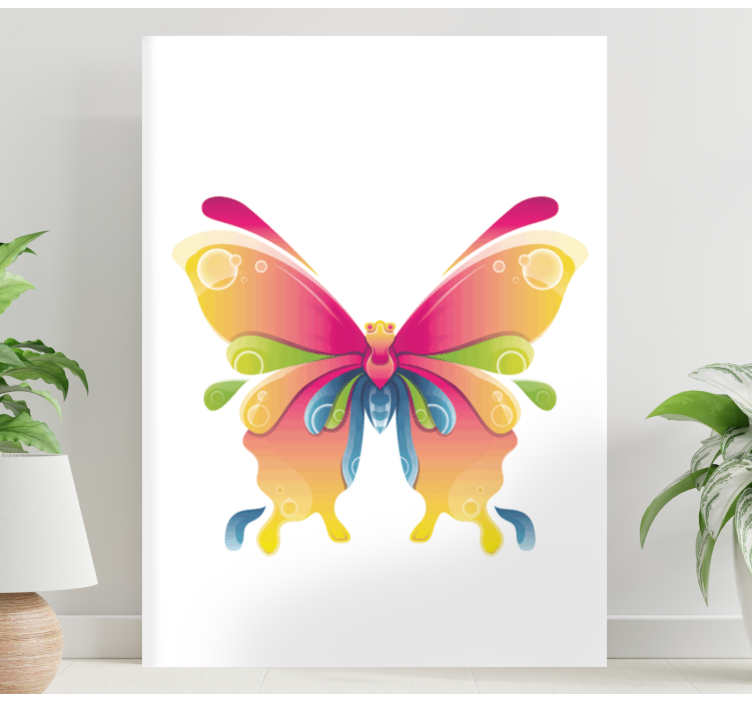 Colourful painted butterfly canvas wall art - TenStickers