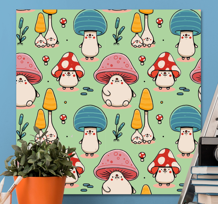 Cute cartoon mushrooms Plant canvas prints - TenStickers