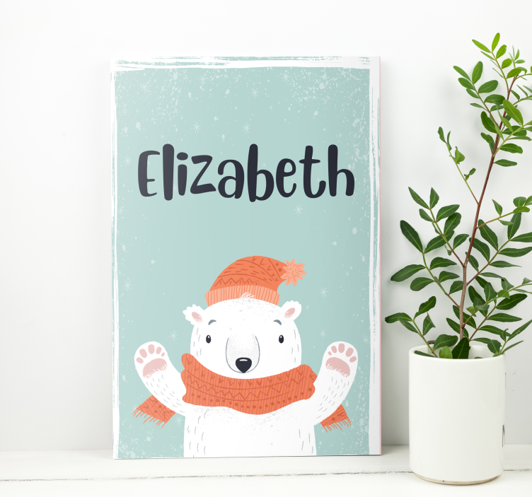 cute name with polar bear personalised canvas - TenStickers