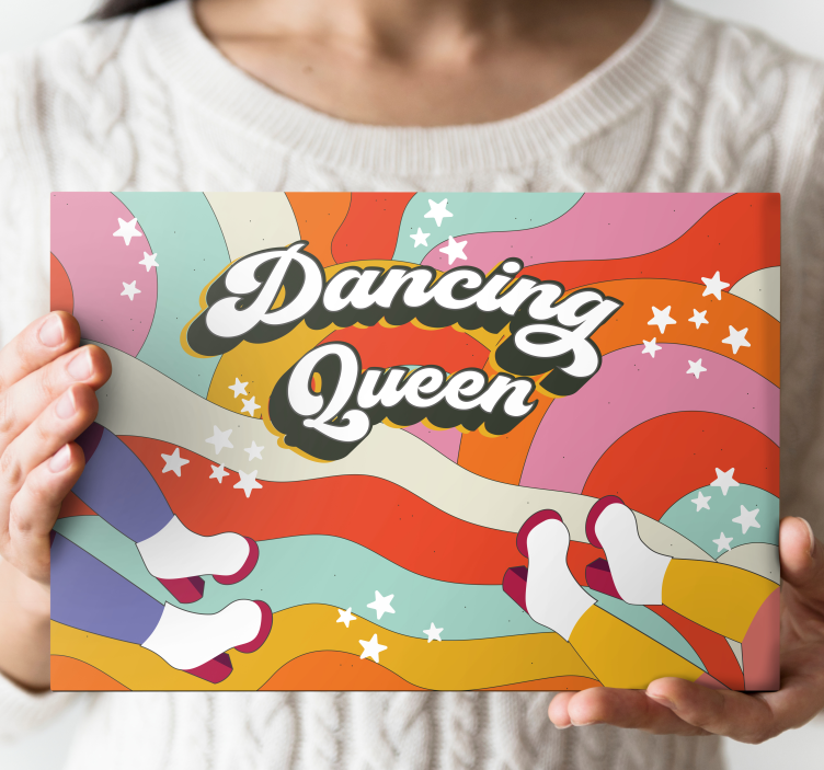 Dancing queen pink background retro canvas - TenStickers