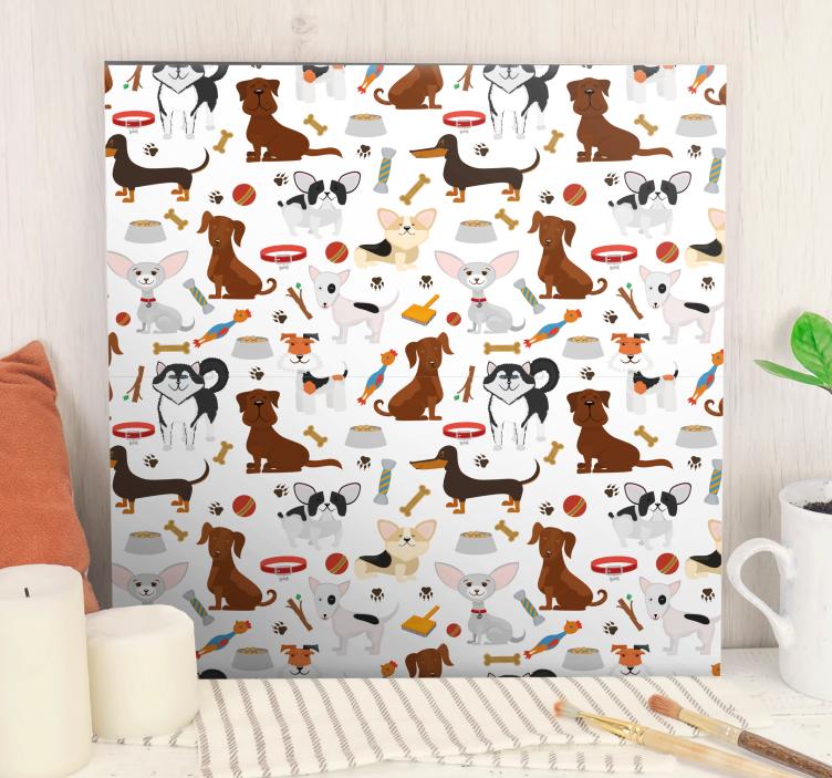 Dog wall art playful puppy duo - TenStickers