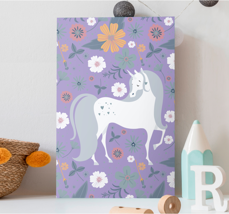 Elephant wallart charming unicorn floral - TenStickers