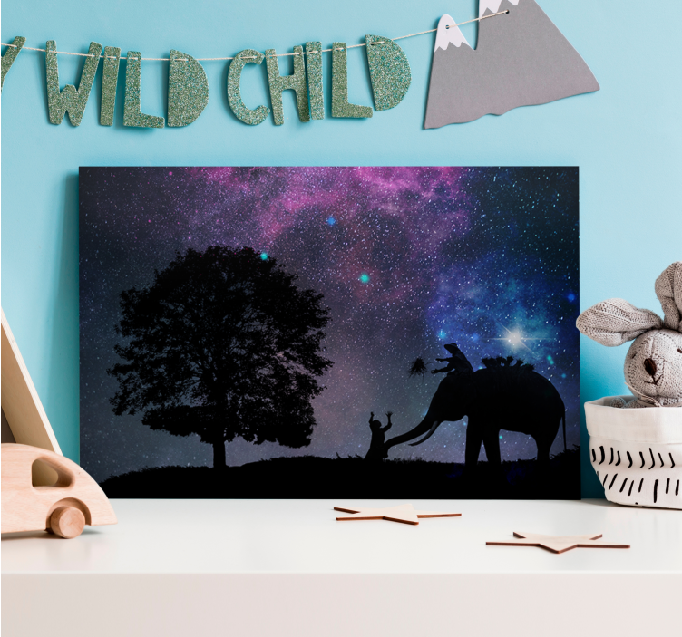 Elephant wallart child elephant interaction - TenStickers