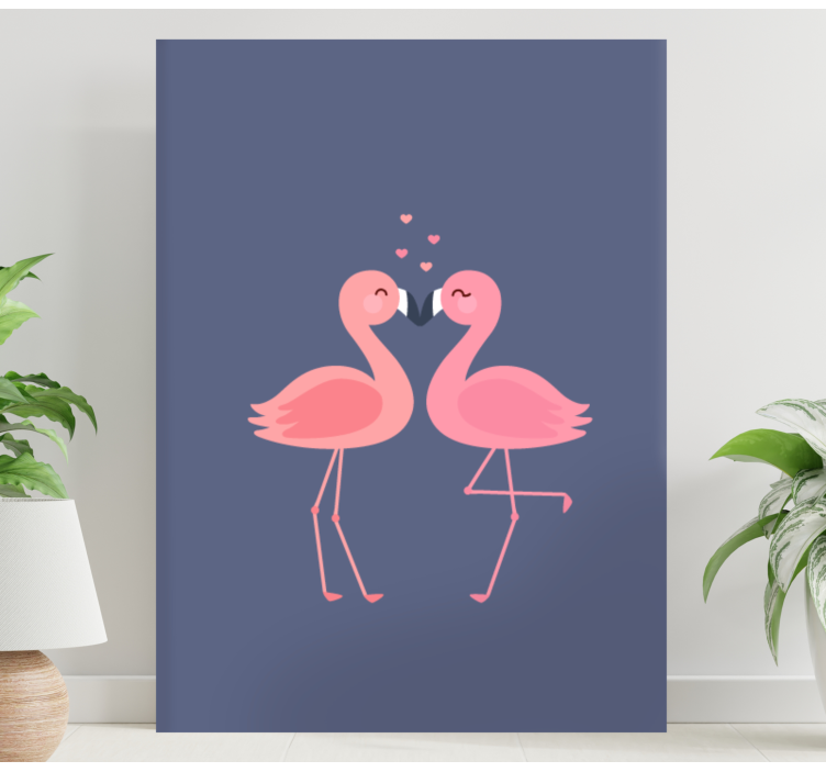 Flamingos forming a heart Entrance canvas art - TenStickers