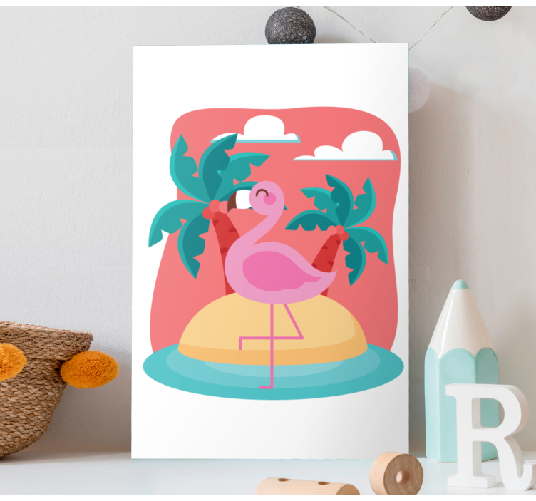 Flamingos on an island kitchen wall print - TenStickers