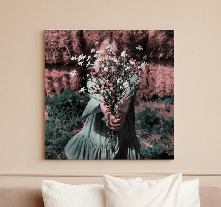 Flowers canvas girl with blossoms - TenStickers