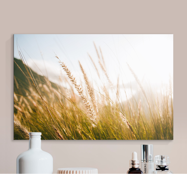 Flowers canvas golden grass fields - TenStickers