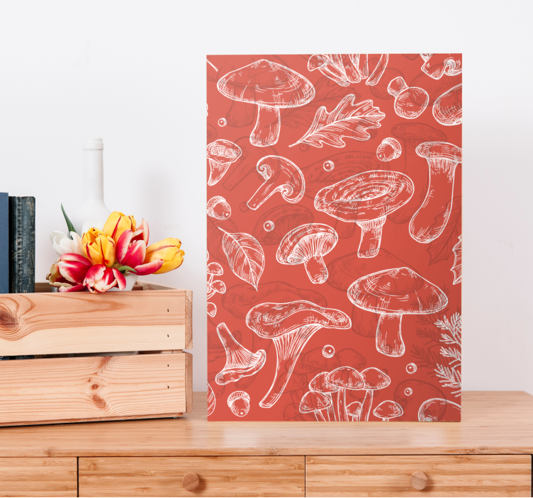 Flowers canvas mushroom and leaf - TenStickers
