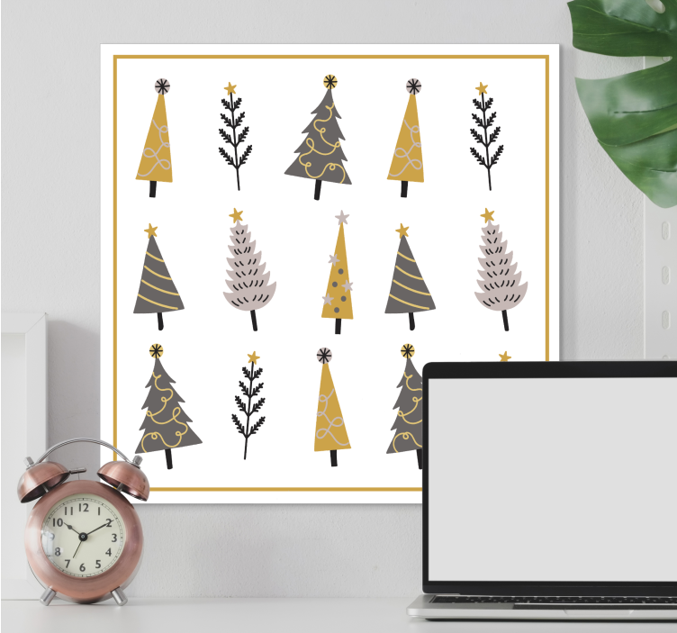 Flowers canvas ornamental christmas trees artwork - TenStickers