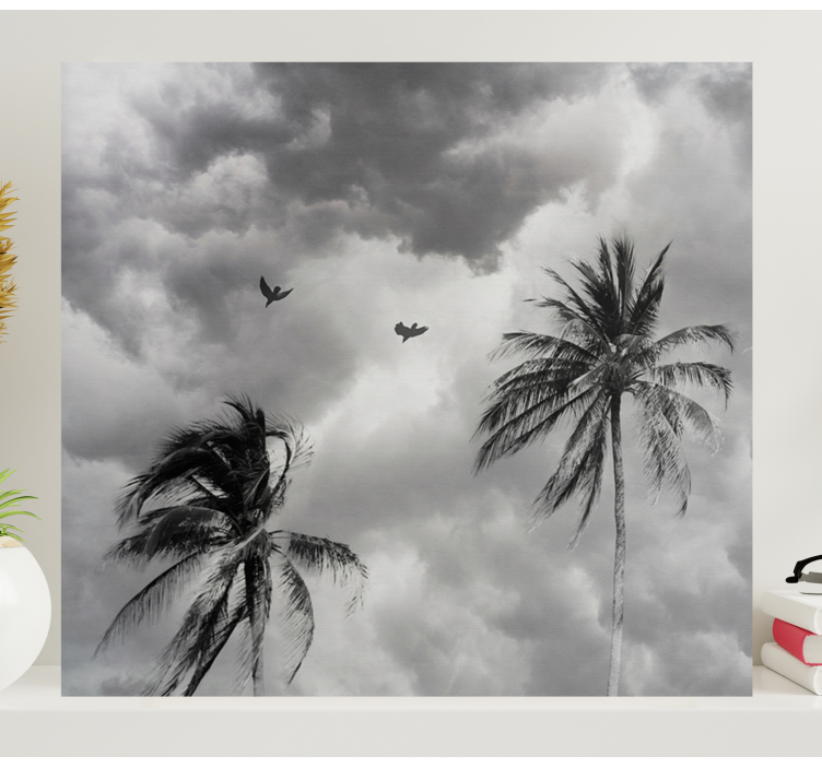 Flowers canvas palm trees silhouette - TenStickers