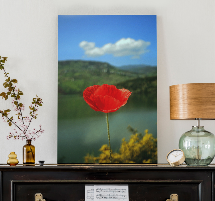 Flowers canvas red poppy blossom artwork - TenStickers