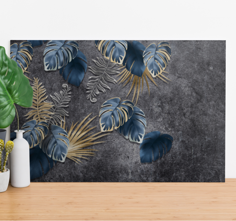 Flowers canvas tropical leaves composition - TenStickers