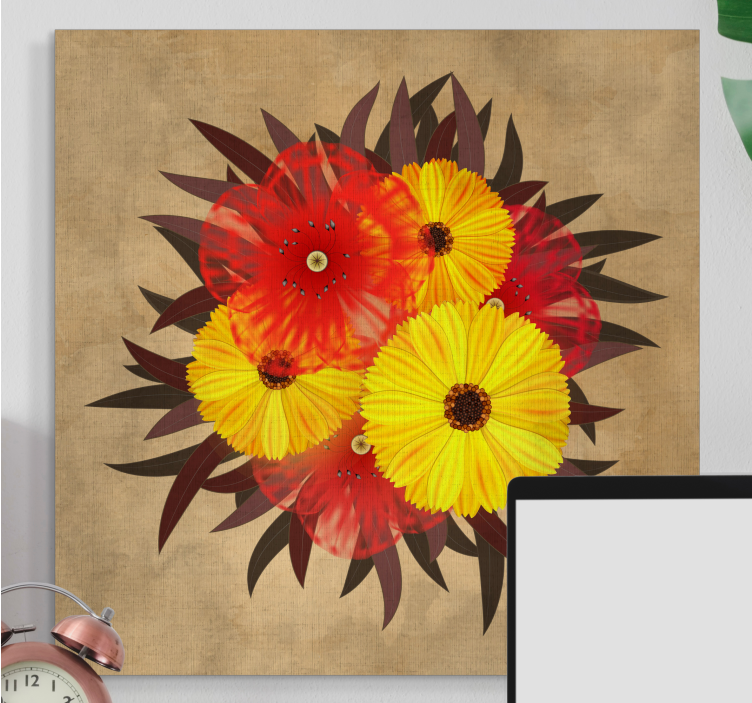Flowers canvas vibrant bloom arrangement - TenStickers