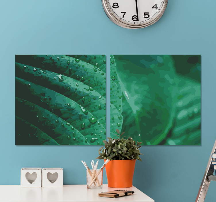 Flowers canvas with lush green foliage - TenStickers