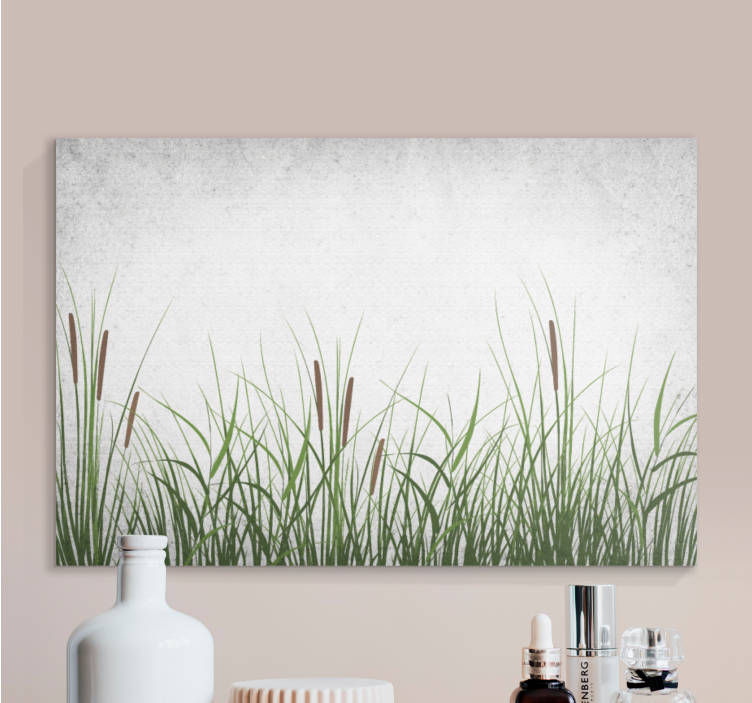 Flowers canvas with natural grass pattern - TenStickers