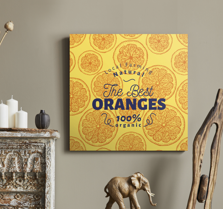 Fruit canvas wall art fresh oranges illustration - TenStickers