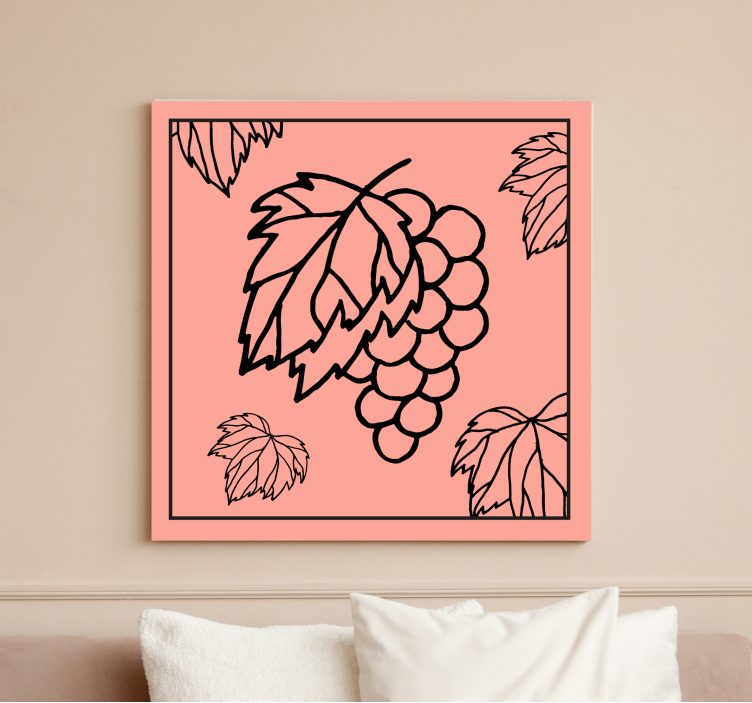 Fruit canvas wall art grapes with leaves - TenStickers