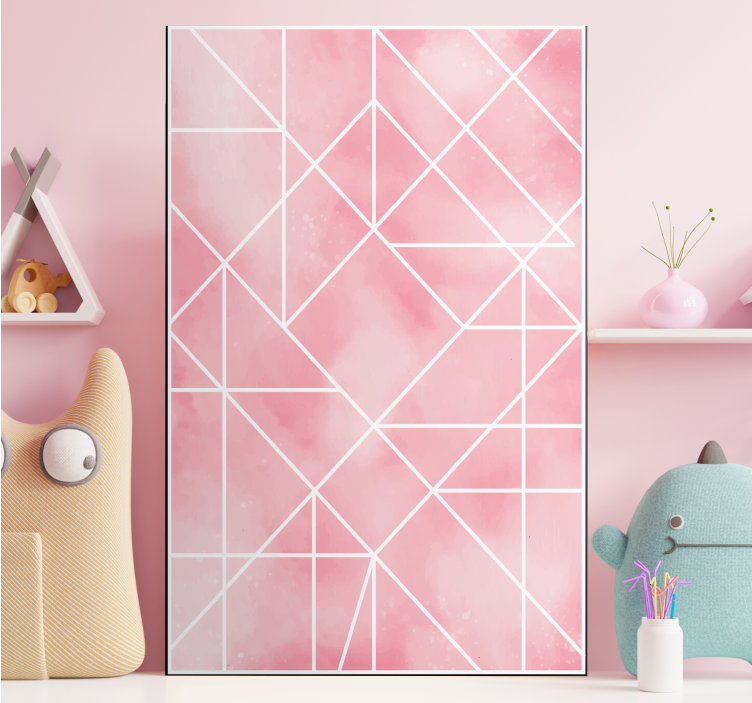 Geometric canvas in geometric pink pattern - TenStickers