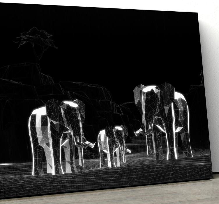 Gray elephants 3D effect elephant canvas - TenStickers