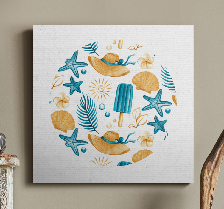 Hand painted watercolor summer modern canvas - TenStickers