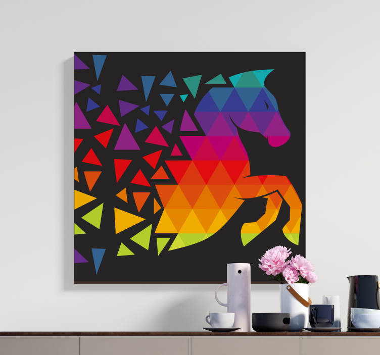Horse with colorful dods horse canvas - TenStickers