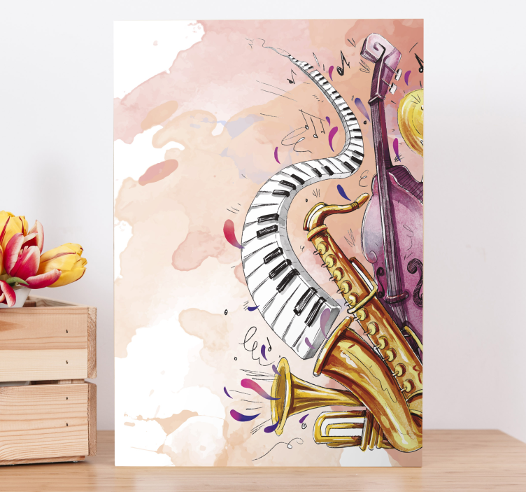 Watercolor musical instruments canvas art - TenStickers