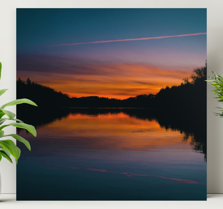 Landscape canvas of serene sunset reflection - TenStickers