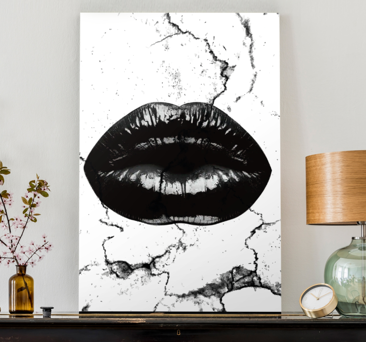 Landscape canvas of striking black lips - TenStickers