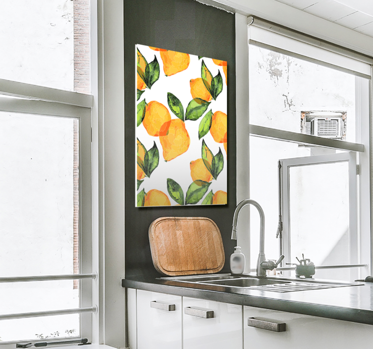 Lemon Mediterranean style flowers  canvas - TenStickers