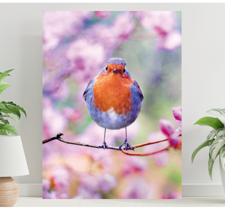 Little birds on a flowering tree flower canvas - TenStickers