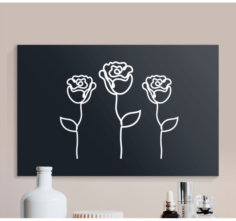 Minimalist rose illustration line flower canvas - TenStickers