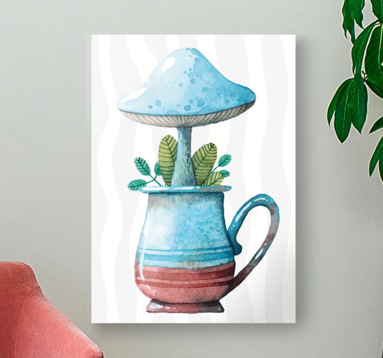Mushroom in Cup Flowers  canvas - TenStickers