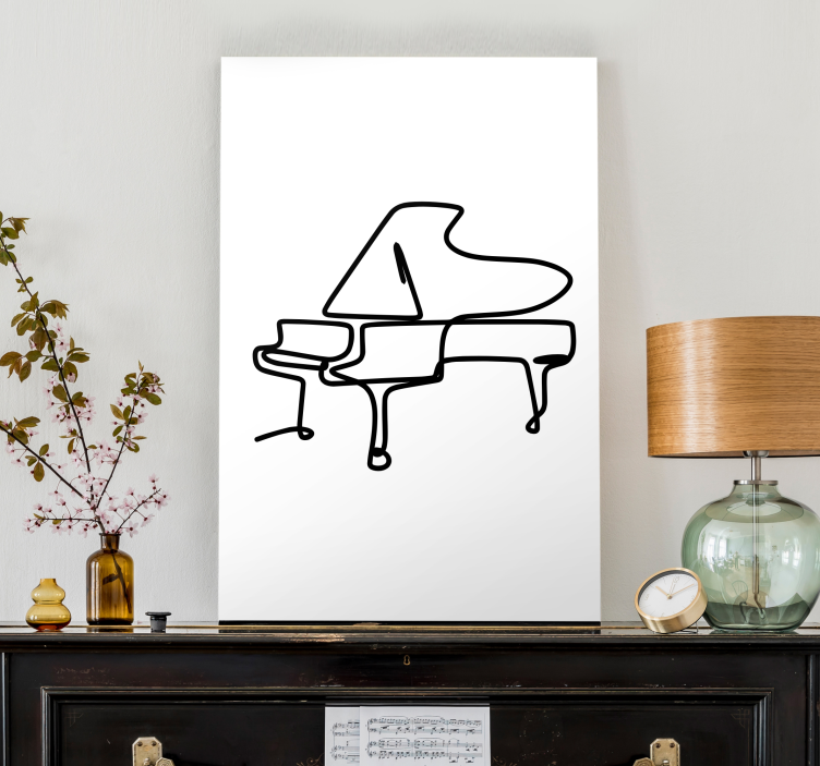 Music canvas art piano silhouette - TenStickers
