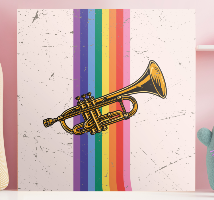 Music canvas art trumpet with lines - TenStickers
