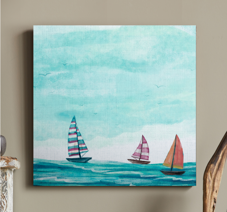Nautical canvas art sailing boats on the sea - TenStickers