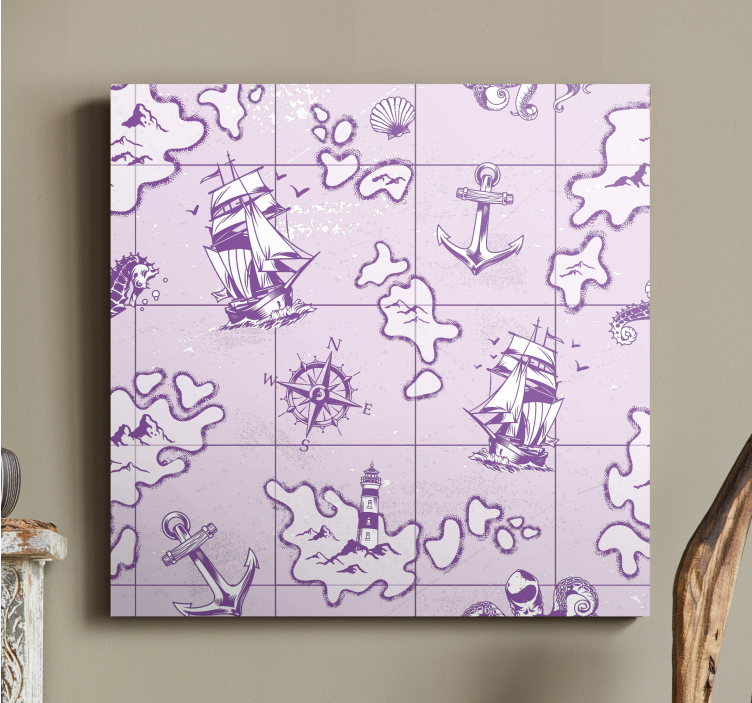 Nautical canvas art vintage nautical compass art - TenStickers