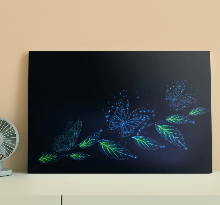 Neon flowers and butterfly canvas wall art - TenStickers