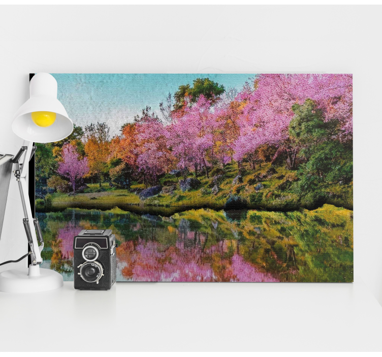Nice view of the lake flower canvas - TenStickers
