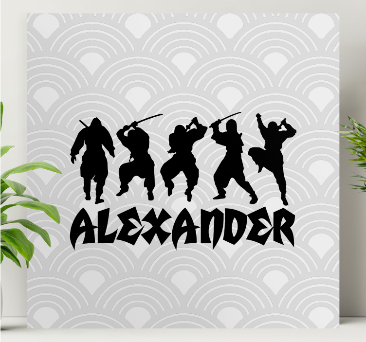 Ninja Silhouette Action superhero canvas art - TenStickers