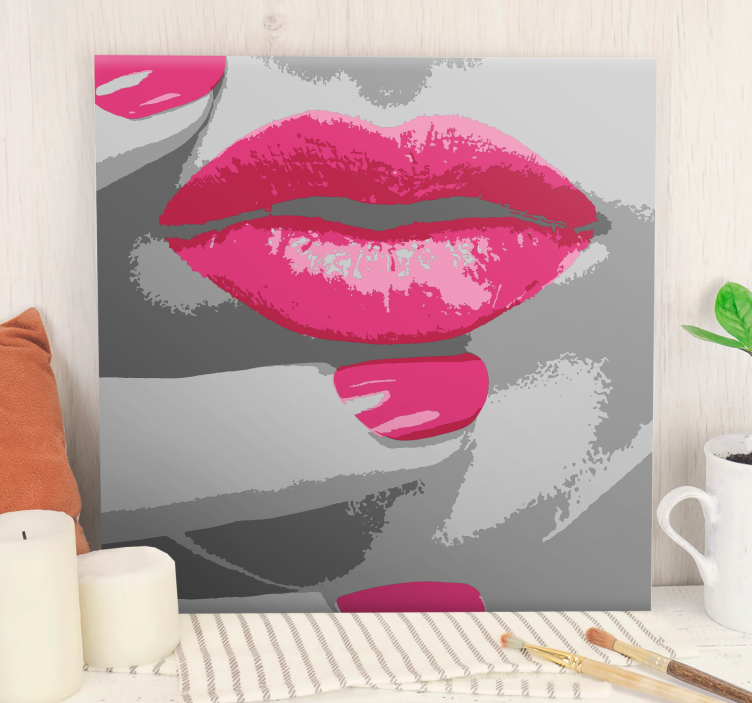 Oil painted woman lips modern canvas - TenStickers