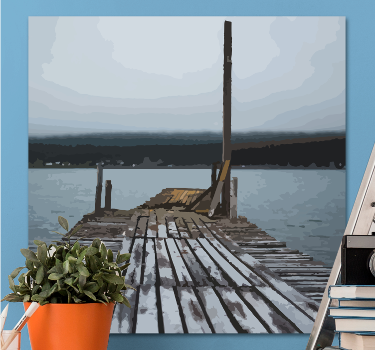 Old destroyed wooden bridge 3D canvas prints - TenStickers