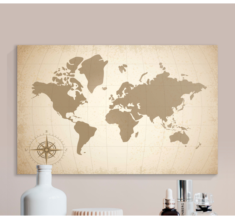 Old vintage world map canvas - TenStickers
