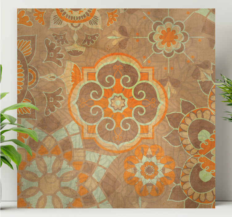 Oriental canvas wall art with intricate floral designs - TenStickers