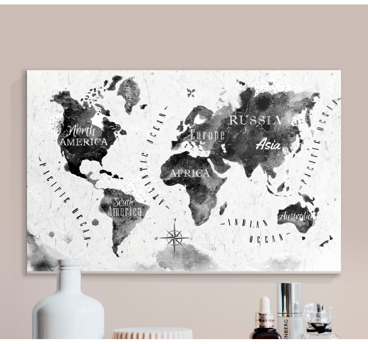 Paint splash world map canvas - TenStickers
